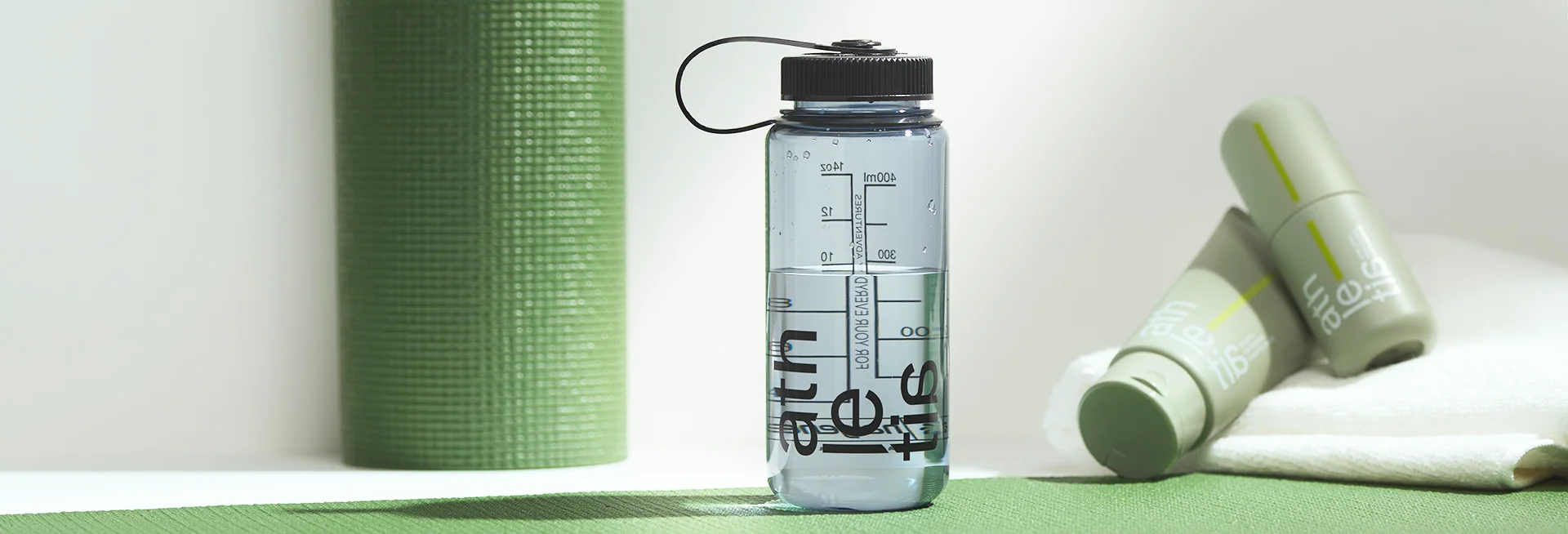 Athletia Official Online Store 4th Anniversary campaign banner showing the limited water bottle gift and skincare collection